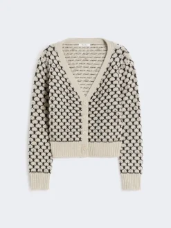 Patterned wool and cashmere cardigan - BEIGE