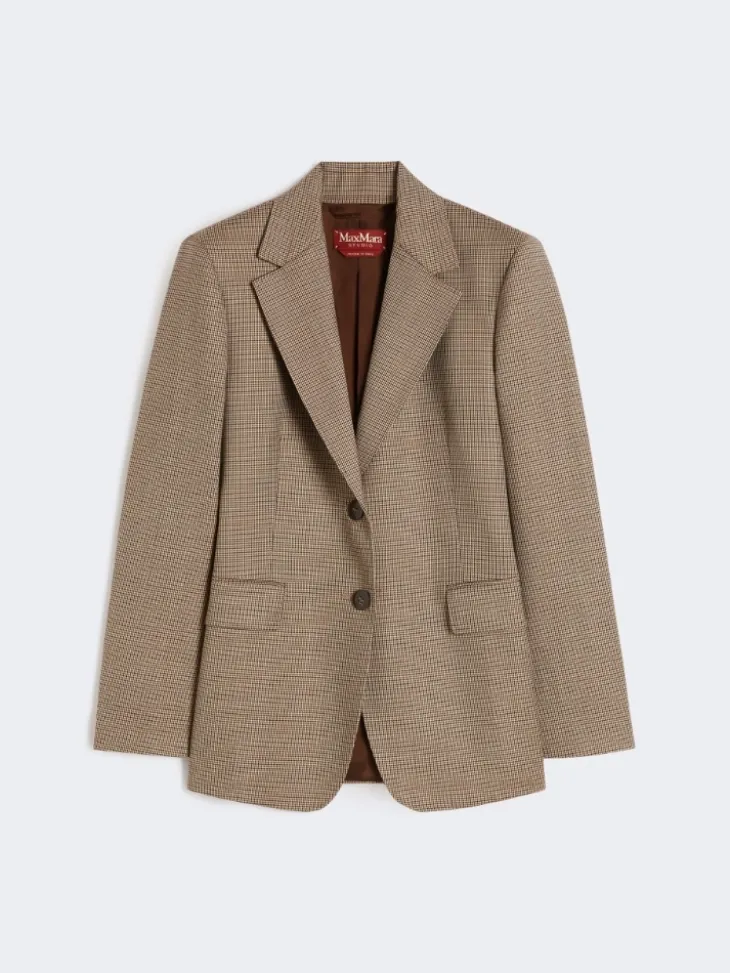 Patterned wool twill blazer - CARAMEL