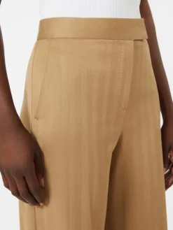 Pinstripe jacquard jersey trousers - DESERT