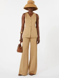 Pinstripe jacquard jersey trousers - DESERT