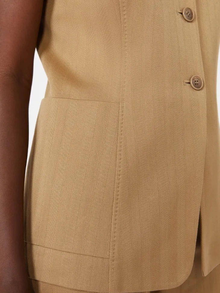 Pinstripe jacquard jersey gilet - DESERT