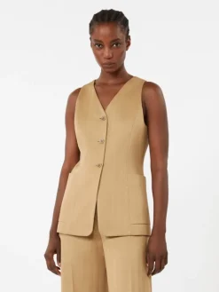 Pinstripe jacquard jersey gilet - DESERT