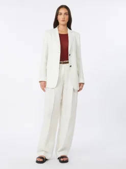 Pinstripe linen blazer - NATURAL