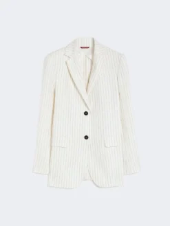 Pinstripe linen blazer - NATURAL