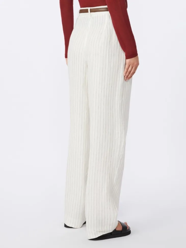 Pinstripe linen trousers - NATURAL
