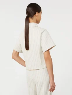 Pinstripe piqué jersey jacket - WHITE