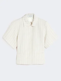 Pinstripe piqué jersey jacket - WHITE