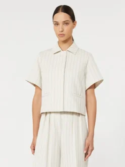 Pinstripe piqué jersey jacket - WHITE