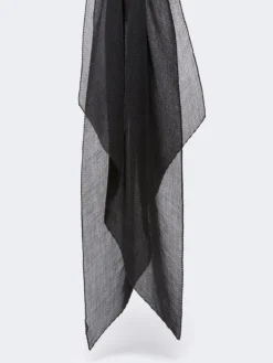Pleated cashmere and silk stole - BLACK