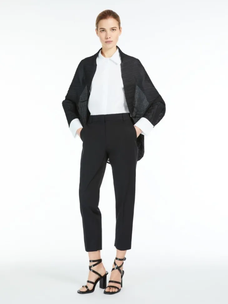 Pleated fabric shrug - BLACK