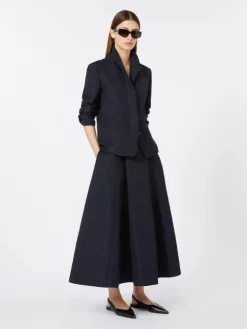 Pleated jacquard skirt - MIDNIGHTBLUE