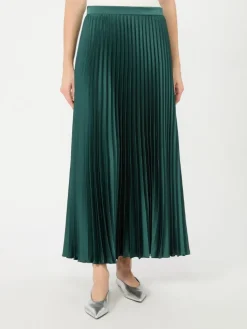 Pleated satin skirt - DARK GREEN