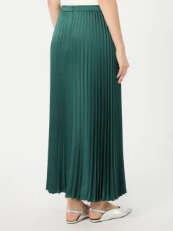 Pleated satin skirt - DARK GREEN
