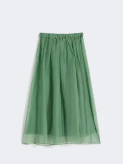 Pleated silk organza skirt - GREEN