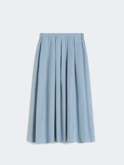 Pleated taffeta long skirt - LIGHT BLUE