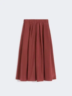 Pleated taffeta long skirt - CHERRY