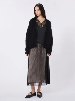 Plissé-pleated tulle skirt - BLACK