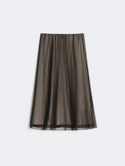 Plissé-pleated tulle skirt - BLACK