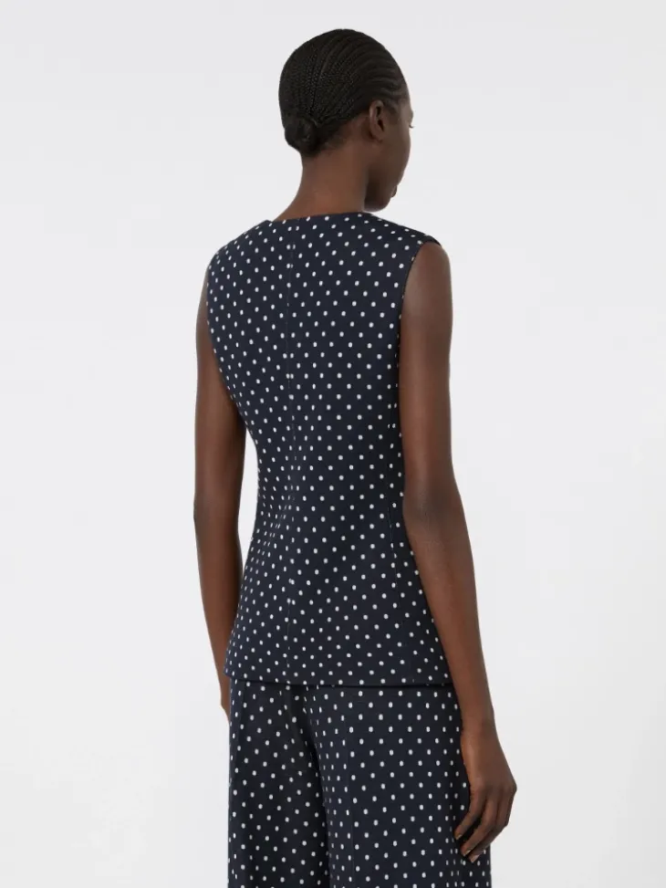 Polka dot wool and viscose jersey waistcoat - ULTRAMARINE