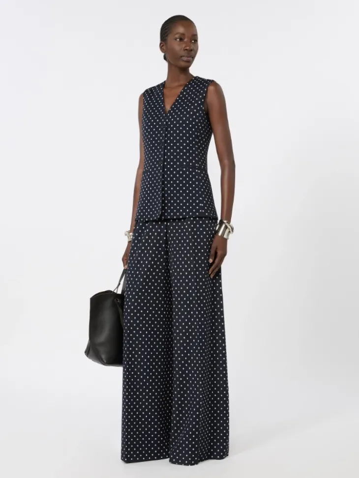 Polka dot wool and viscose jersey waistcoat - ULTRAMARINE