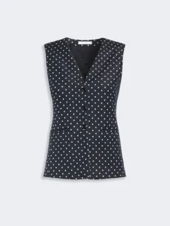 Polka dot wool and viscose jersey waistcoat - ULTRAMARINE