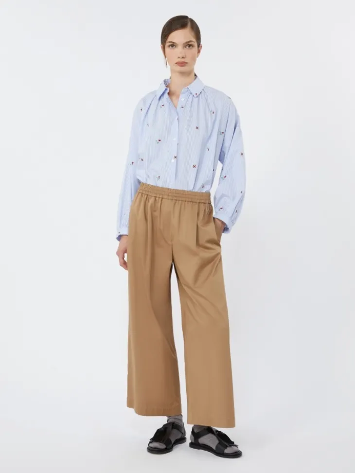 Poplin shirt with embroidery - LIGHT BLUE