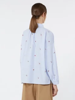 Poplin shirt with embroidery - LIGHT BLUE