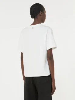 Print and embroidery-adorned jersey T-shirt - WHITE