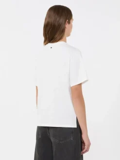 Print and embroidery-adorned jersey T-shirt - WHITE