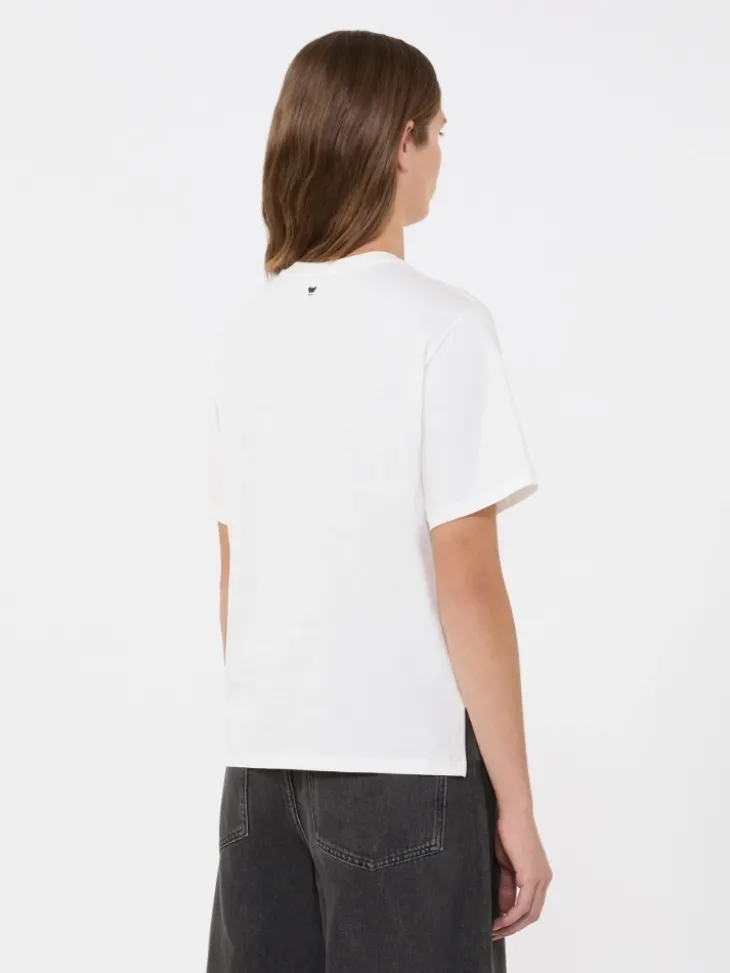 Print and embroidery-adorned jersey T-shirt - WHITE