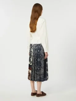 Printed cotton and twill shirt dress - WHITE
