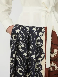 Printed cotton and twill shirt dress - WHITE