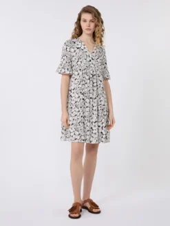 Printed cotton jersey dress - BLACK