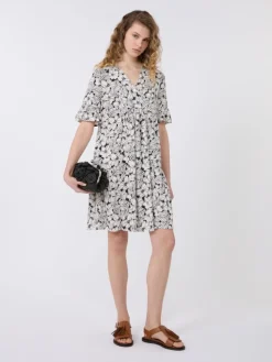 Printed cotton jersey dress - BLACK