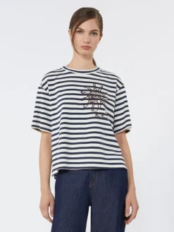 Printed cotton jersey T-shirt - NAVY