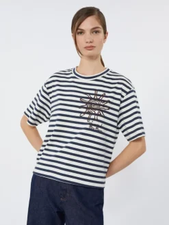 Printed cotton jersey T-shirt - NAVY