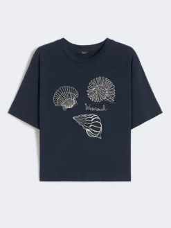 Printed cotton jersey T-shirt - NAVY