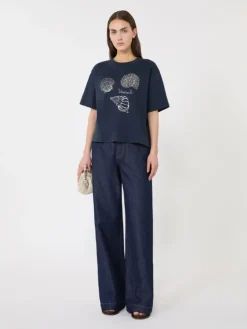 Printed cotton jersey T-shirt - NAVY