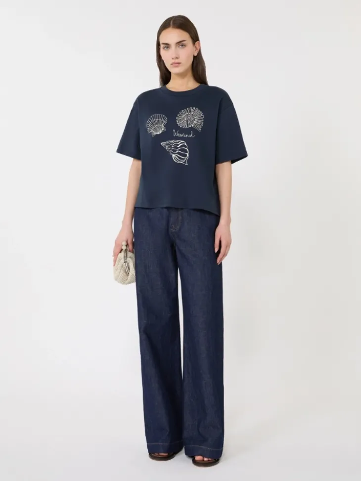 Printed cotton jersey T-shirt - NAVY