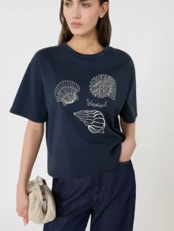 Printed cotton jersey T-shirt - NAVY