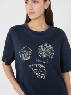 Printed cotton jersey T-shirt - NAVY