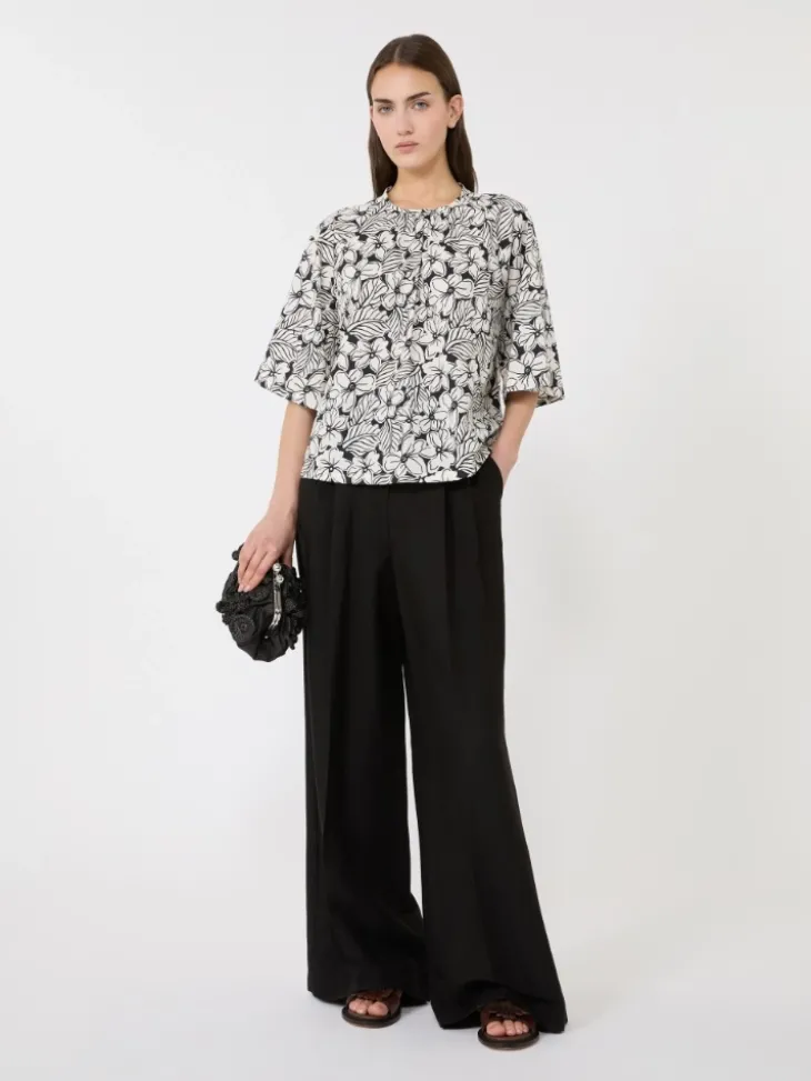 Printed cotton poplin blouse - BLACK
