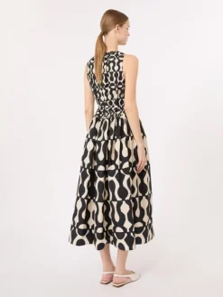 Printed cotton poplin dress - BLACK