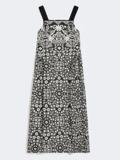 Printed cotton voile dress - BLACK