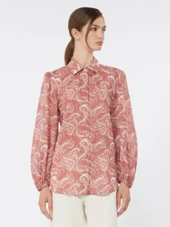 Printed cotton voile shirt - CHERRY