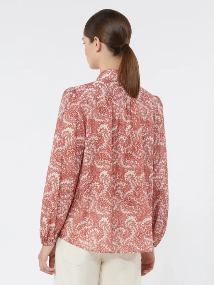 Printed cotton voile shirt - CHERRY