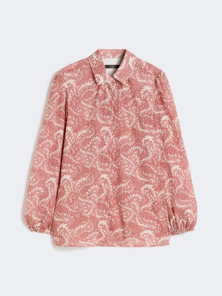 Printed cotton voile shirt - CHERRY