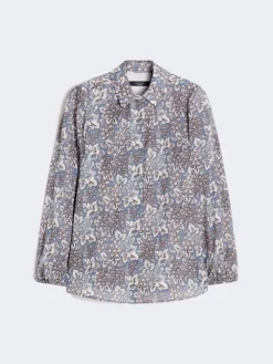 Printed cotton voile shirt - NAVY