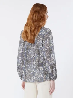 Printed cotton voile shirt - NAVY