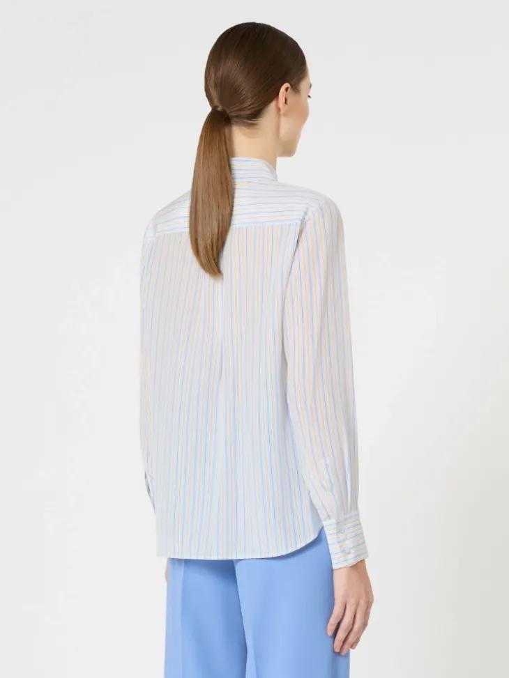 Printed crepe de chine shirt - LIGHT BLUE